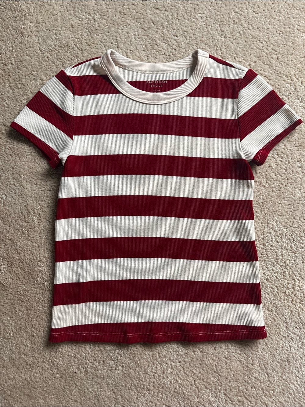 American Eagle Outfitters Red & White Striped Short-Sleeve Top